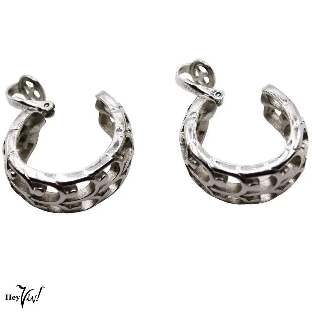 Vintage Trifari Openwork Hoop Clip-On Earrings Filigree Design 1